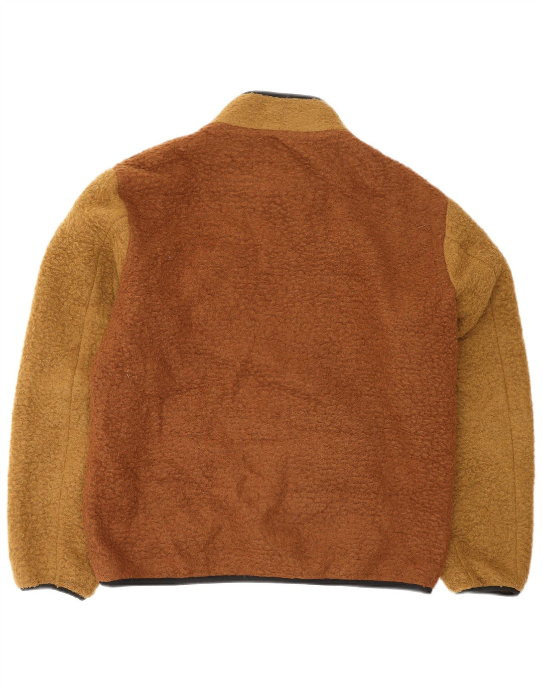 Giacca in pile da uomo Zara UK 40 Large Marrone Colourblock Poliestere