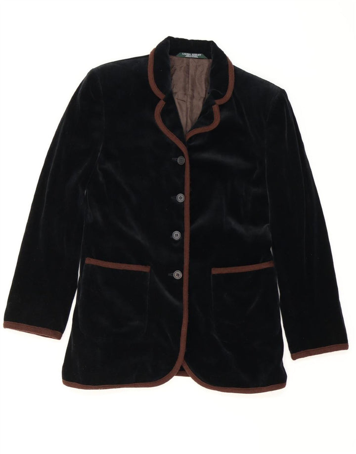 LAURA ASHLEY Womens 4 Button Blazer Jacket UK 12 Medium Navy Blue Vintage Laura Ashley and Second-Hand Laura Ashley from Messina Hembry 