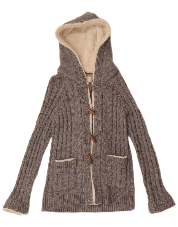 Maglione con cappuccio da donna Zara UK 10 piccolo acrilico grigio