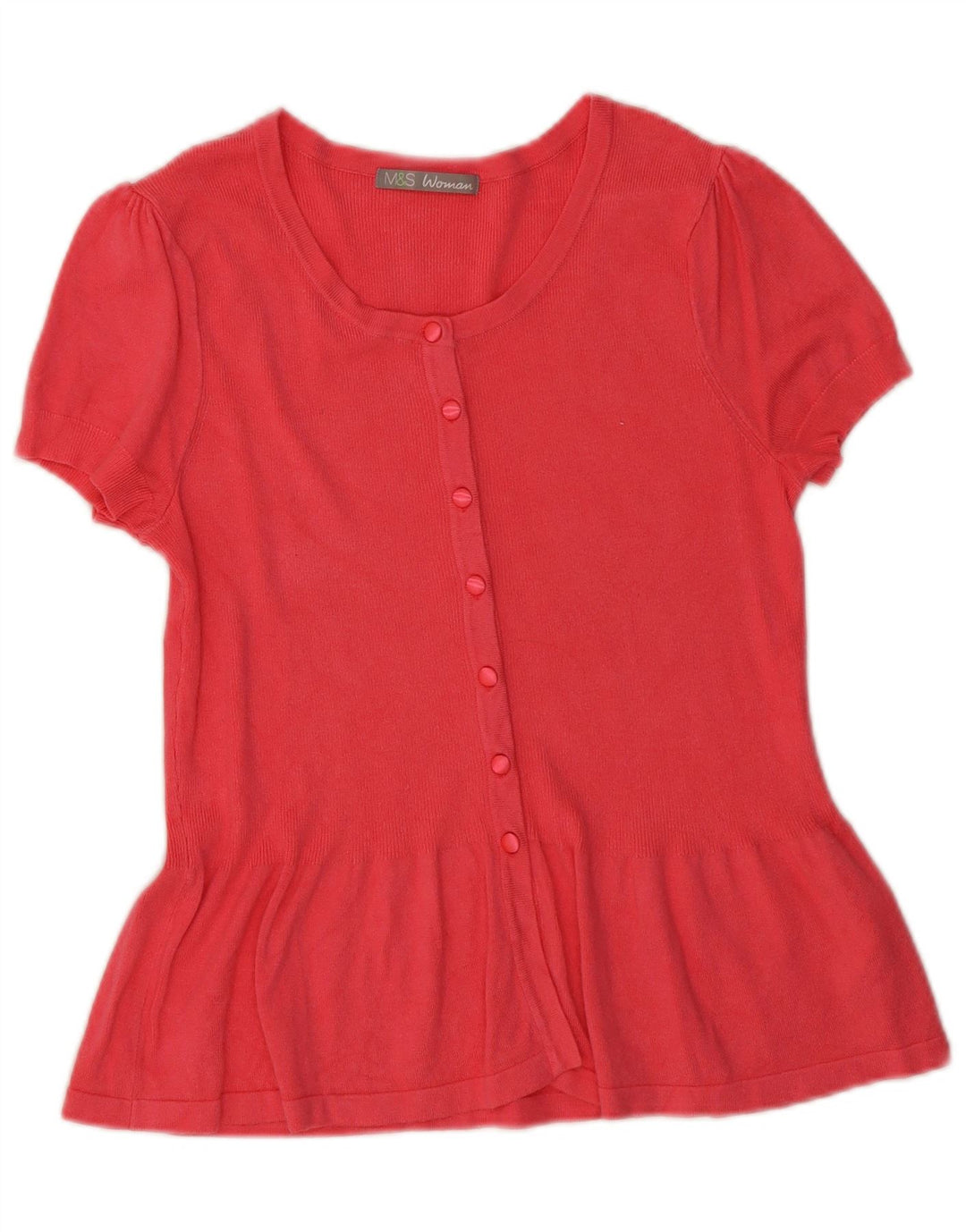 MARKS & SPENCER Camicia a maniche corte da donna Camicetta UK 14 Viscosa rosa medio