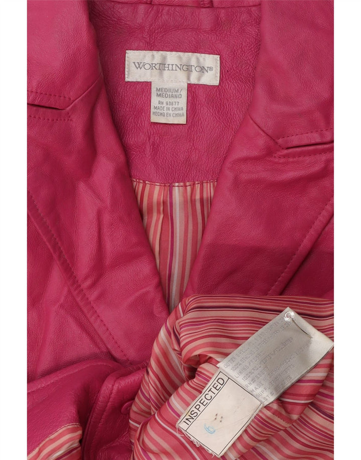 Giacca blazer in pelle da donna a 2 bottoni Worthington UK 12 Pelle rosa media
