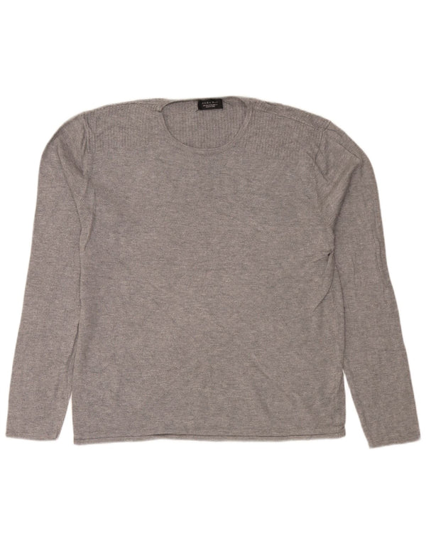 Maglione Zara da uomo girocollo XL in viscosa grigia