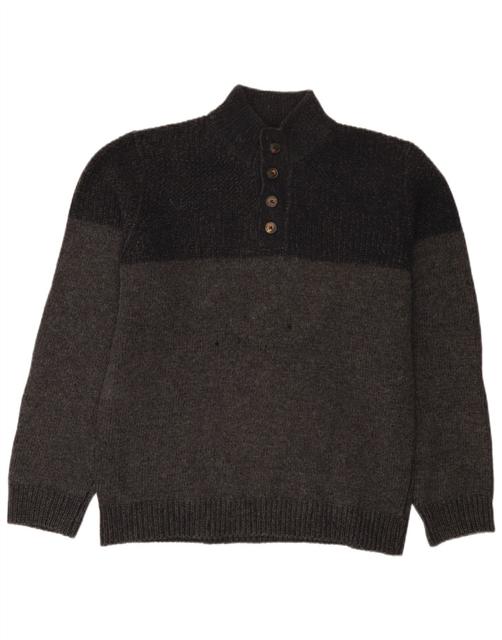 Massimo Dutti Maglione da uomo con collo a bottoni XL Grigio chiazzato