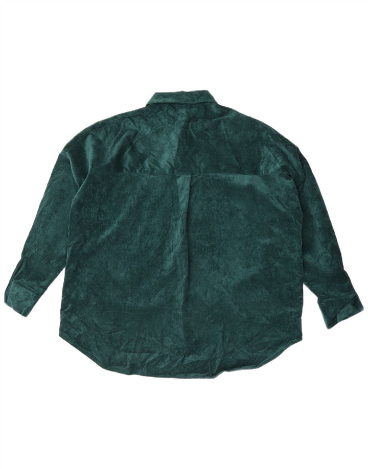 Camicia da donna oversize in velluto a coste Zara UK 14 Poliestere verde medio