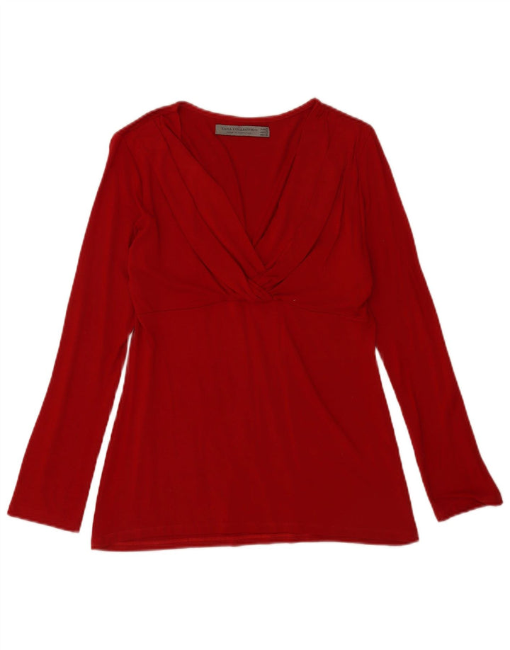 Camicetta a maniche lunghe da donna Zara UK 14 Large rossa in viscosa