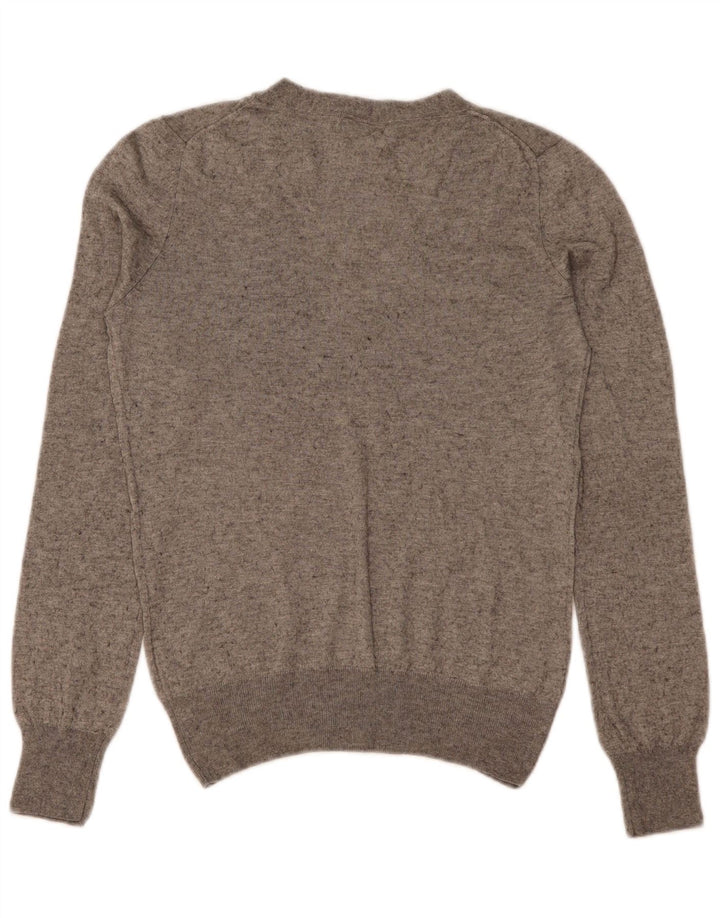Maglione maglione con scollo a V da donna Massimo Dutti UK 12 Seta grigio medio