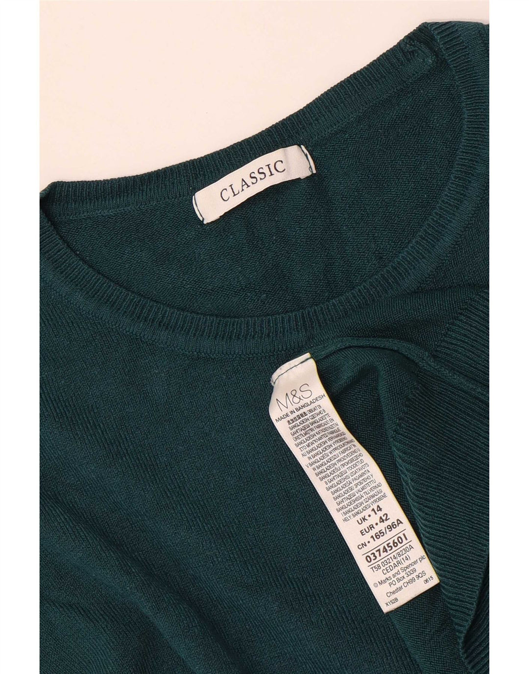 T-shirt da donna Marks & Spencer Top UK 14 grande acrilico verde