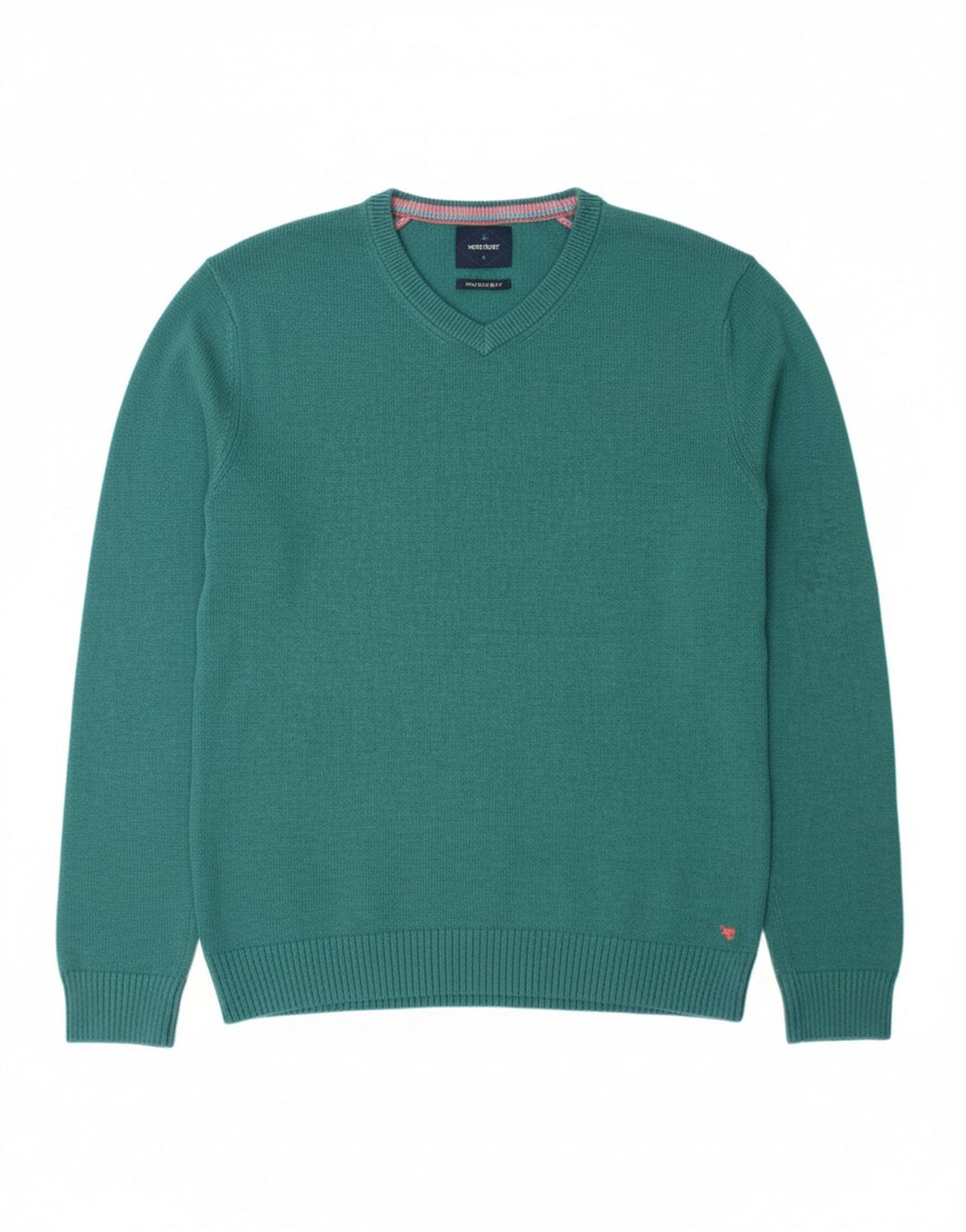 WHITE STUFF Mens V-Neck Jumper Sweater Medium Turquoise Cotton