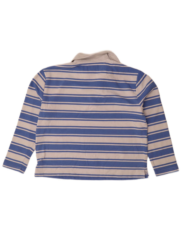 Joules Womens 3/4 Sleeve Oversized Polo Shirt UK 14 Large Blue Striped