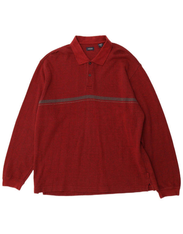 Polo da uomo a maniche lunghe IZOD XL in cotone screziato rosso