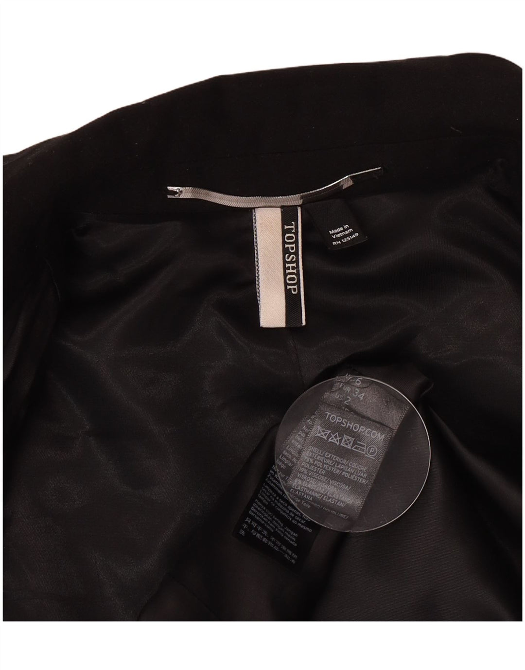 Giacca blazer da donna a 1 bottone Topshop UK 6 XS poliestere nero
