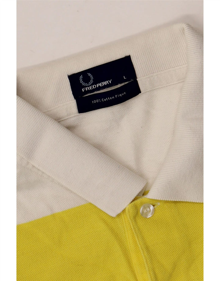 Polo da uomo Fred Perry in cotone a righe grandi gialle
