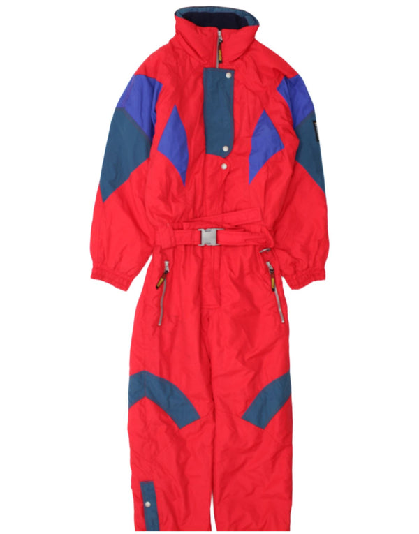 Tuta da sci con cappuccio da donna Brugi IT 44 Medium Red Colourblock in poliammide