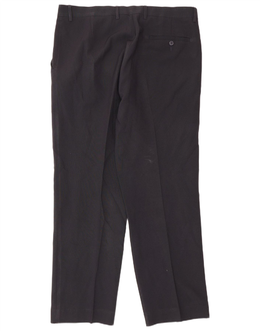 Pantaloni da abito dritti da uomo Marks & Spencer W36 L31 poliestere blu navy
