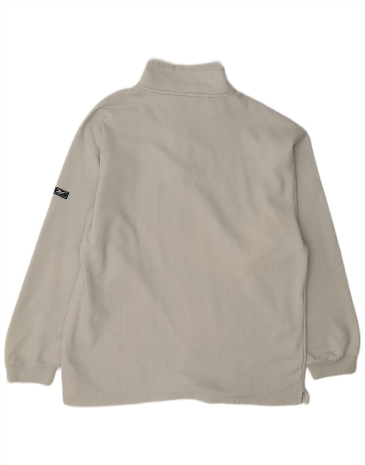 Felpa Reebok da uomo con zip e collo, maglione XL, poliestere grigio