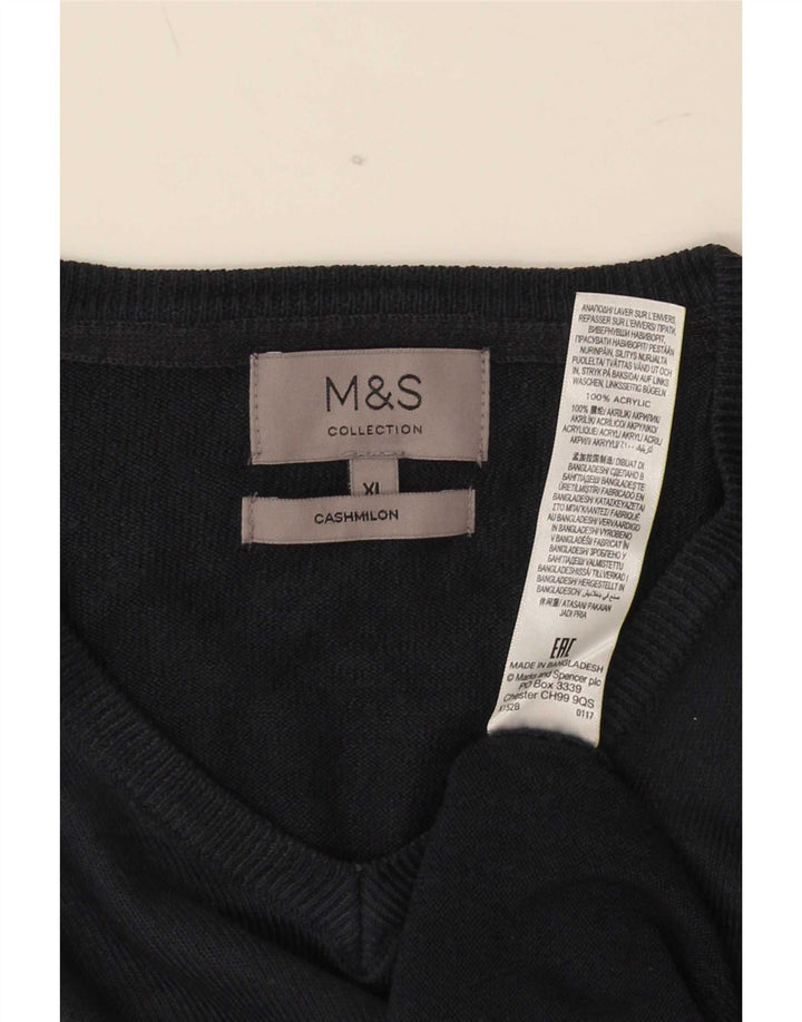 Maglione maglione con scollo a V da uomo Marks & Spencer XL blu navy acrilico