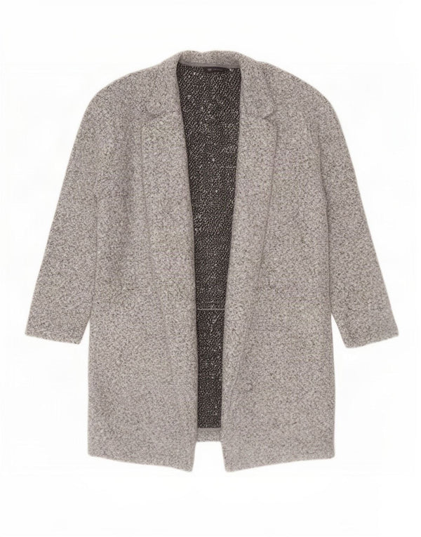 Marks & Spencer Womens Longline Open Cardigan Sweater UK 10 Small Grey