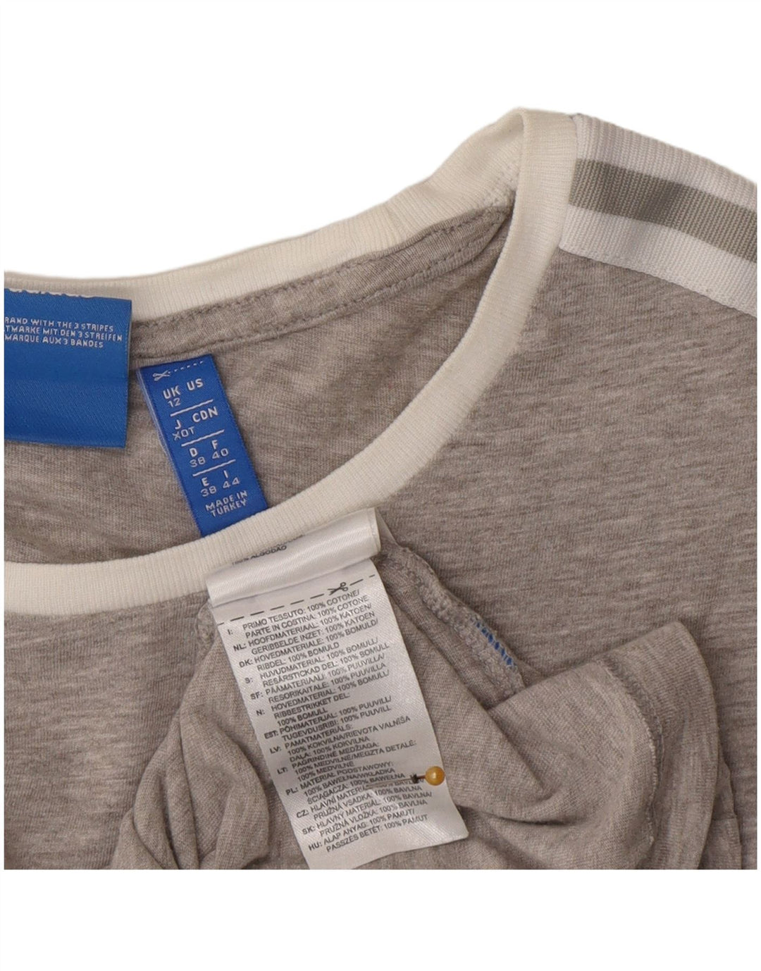 T-shirt da donna Adidas Top UK 12 cotone grigio medio