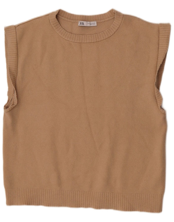 Canotta canotta da donna Zara UK 14 Viscosa beige medio