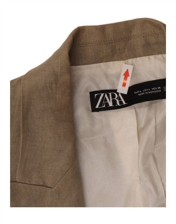 Giacca blazer aperta da donna Zara UK 16 grande lino beige