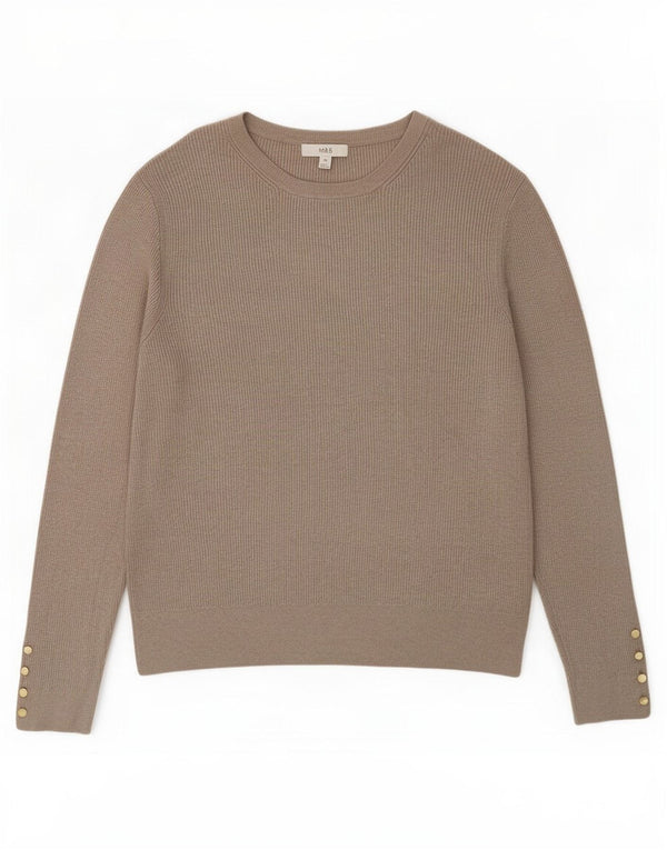Maglione maglione con scollo a barca da donna Marks & Spencer UK 20 2XL viscosa marrone
