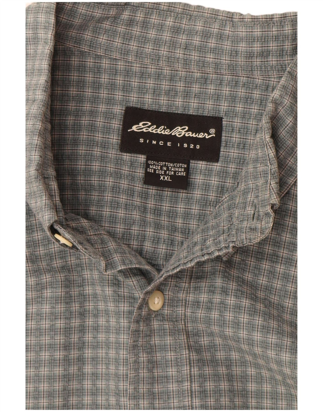 Camicia a maniche corte da uomo Eddie Bauer 2XL in cotone a quadretti grigio