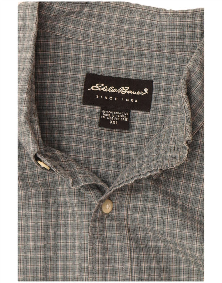 Camicia a maniche corte da uomo Eddie Bauer 2XL in cotone a quadretti grigio