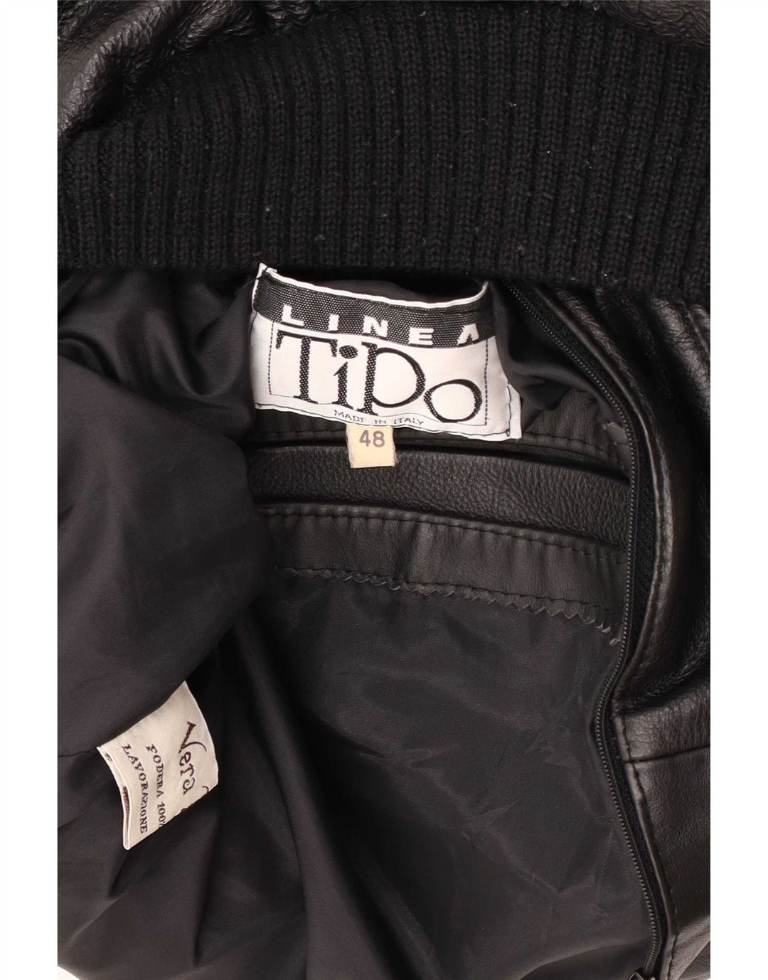Giubbotto bomber militare vintage da uomo IT 48 medio in pelle nera