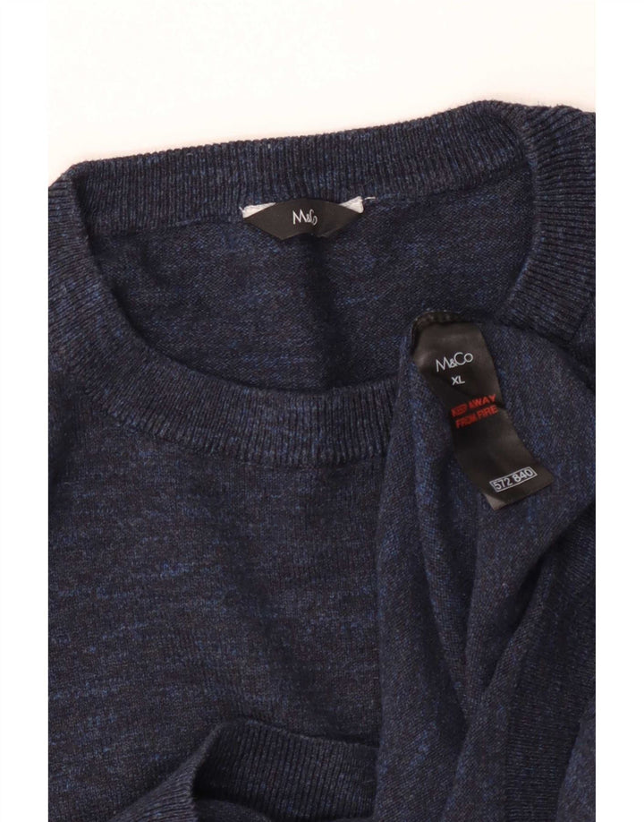 Maglione maglione girocollo da uomo M&Co XL in cotone blu navy