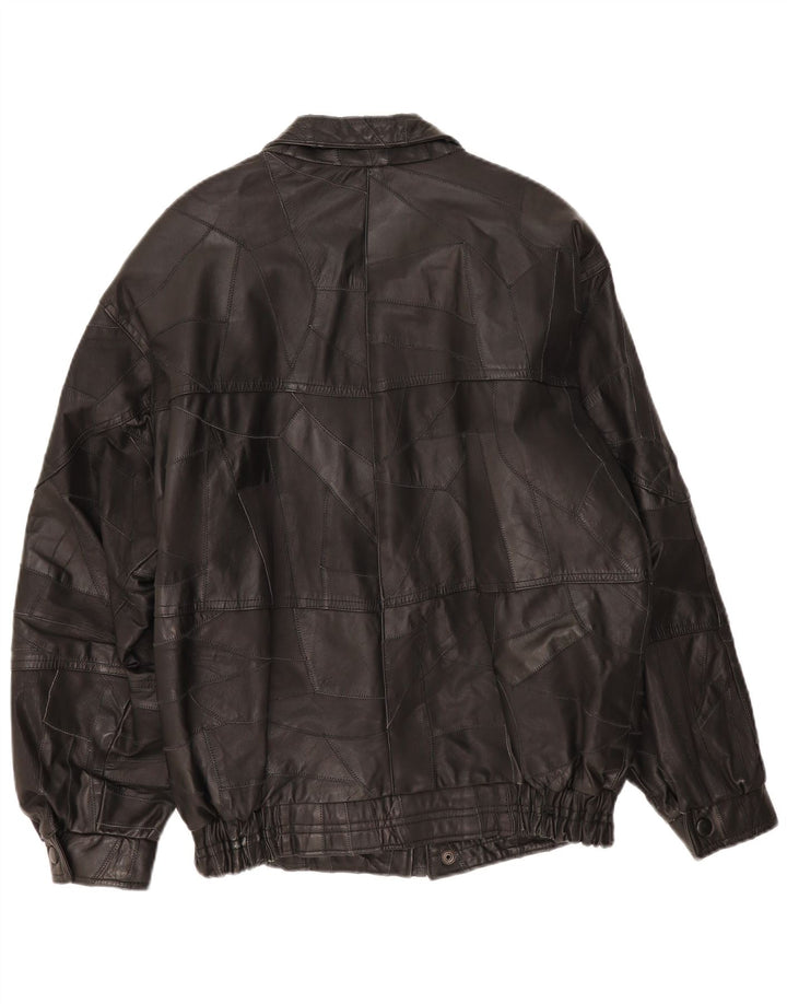 Giacca in pelle vintage da uomo UK 40 grande patchwork nero