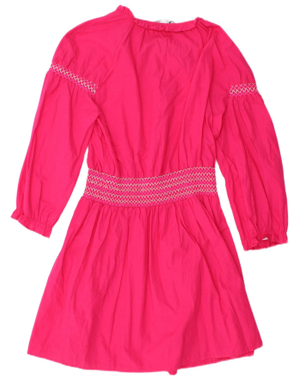 Abito impero a maniche lunghe da donna Zara UK 14 grande cotone rosa