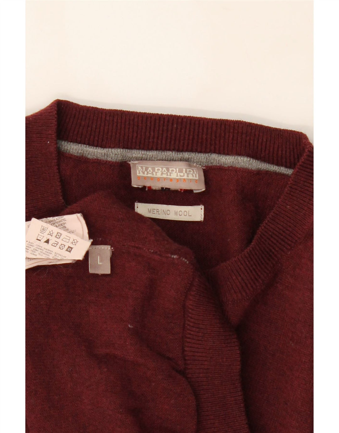 NAPAPIJRI Mens Crew Neck Jumper Sweater Large Maroon Wool Vintage Napapijri and Second-Hand Napapijri from Messina Hembry 