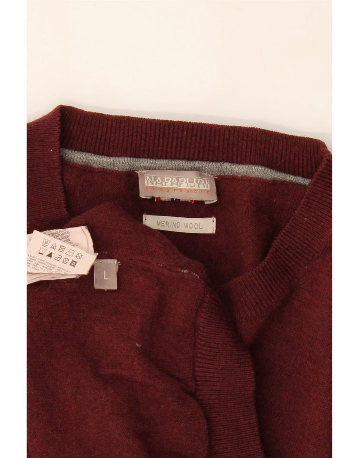 NAPAPIJRI Mens Crew Neck Jumper Sweater Large Maroon Wool Vintage Napapijri and Second-Hand Napapijri from Messina Hembry 