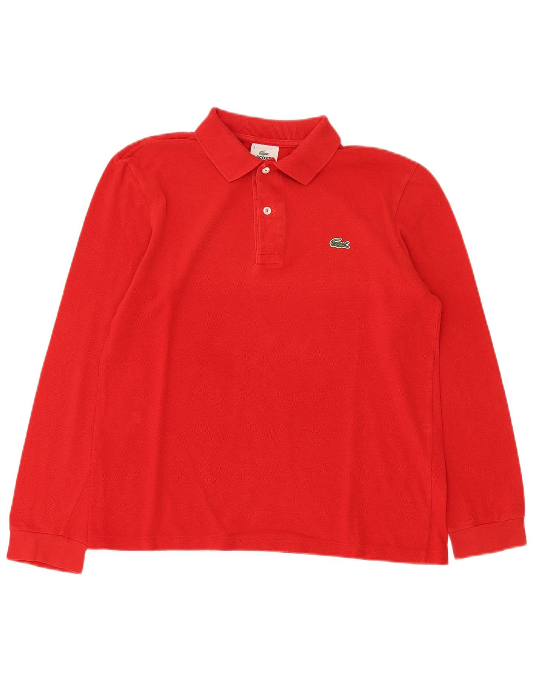 Polo LACOSTE da uomo a maniche lunghe taglia 3 piccola in cotone rosso