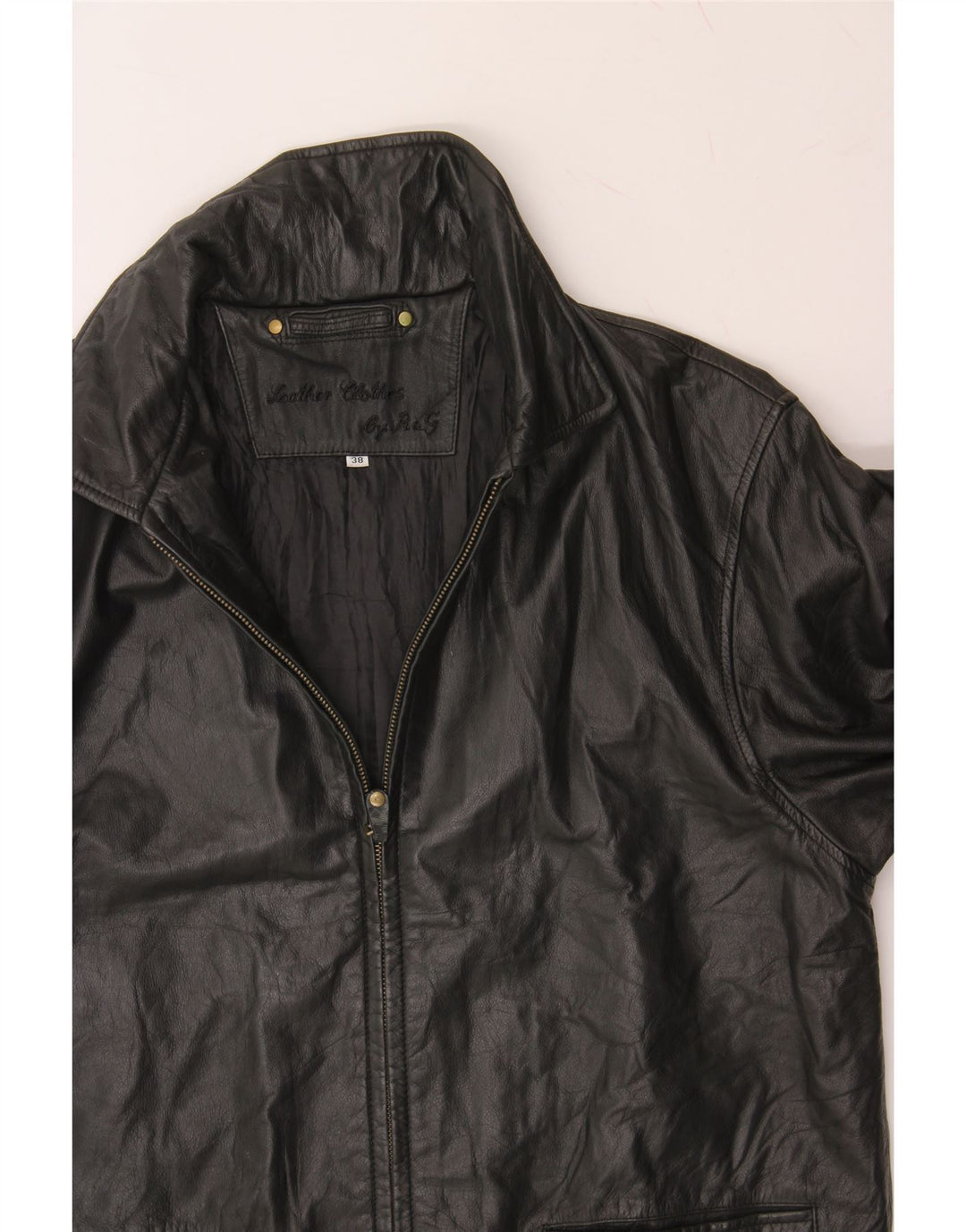 VINTAGE Mens Leather Jacket UK 38 Medium Black Leather Vintage Vintage and Second-Hand Vintage from Messina Hembry 