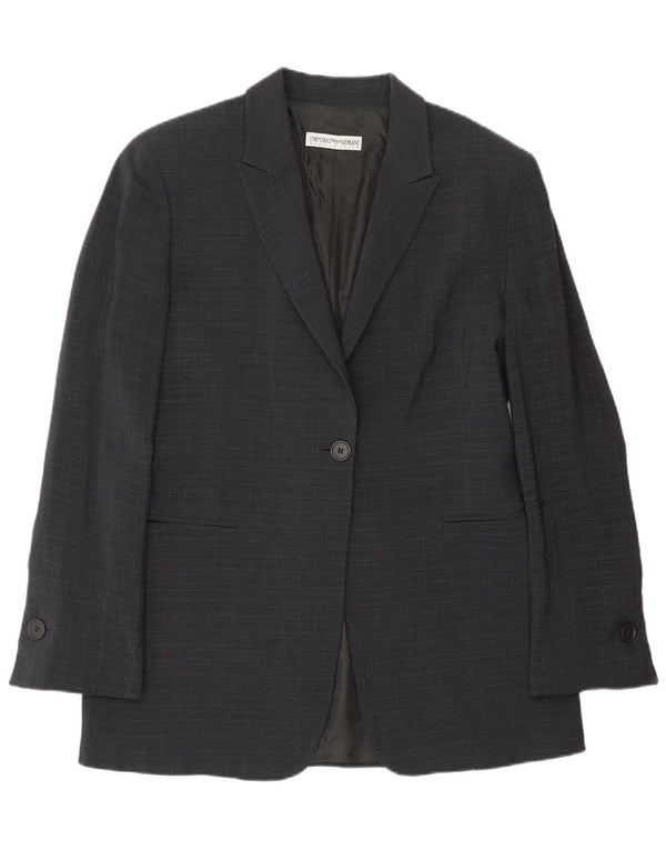 Giacca blazer da donna a 1 bottone Emporio Armani IT 44 medio blu navy a quadri
