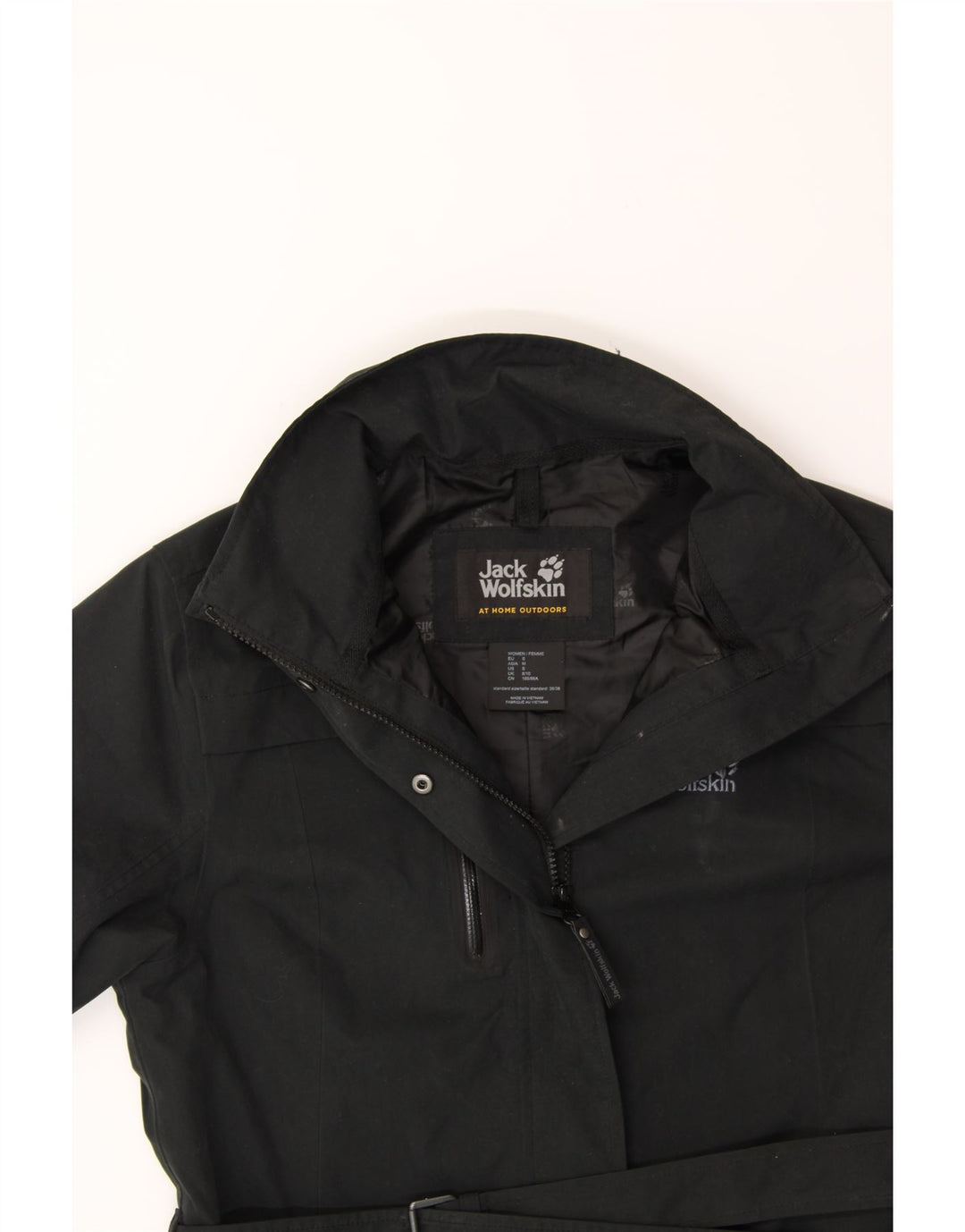 JACK WOLFSKIN Womens Windbreaker Coat UK 8/10 Small Black Polyester Vintage Jack Wolfskin and Second-Hand Jack Wolfskin from Messina Hembry 