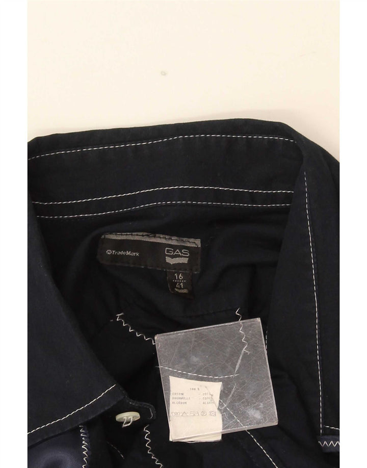 Camicia da uomo Gas Taglia 41 16 Grande cotone a righe blu navy