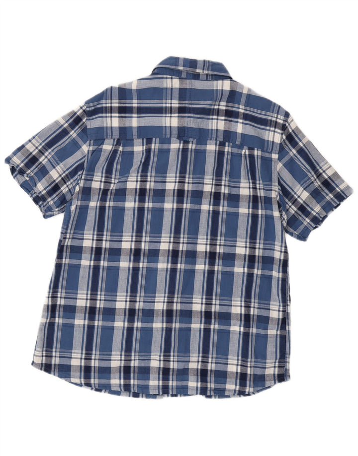 Camicia a maniche corte da uomo Mountain Warehouse in cotone a quadri blu grande