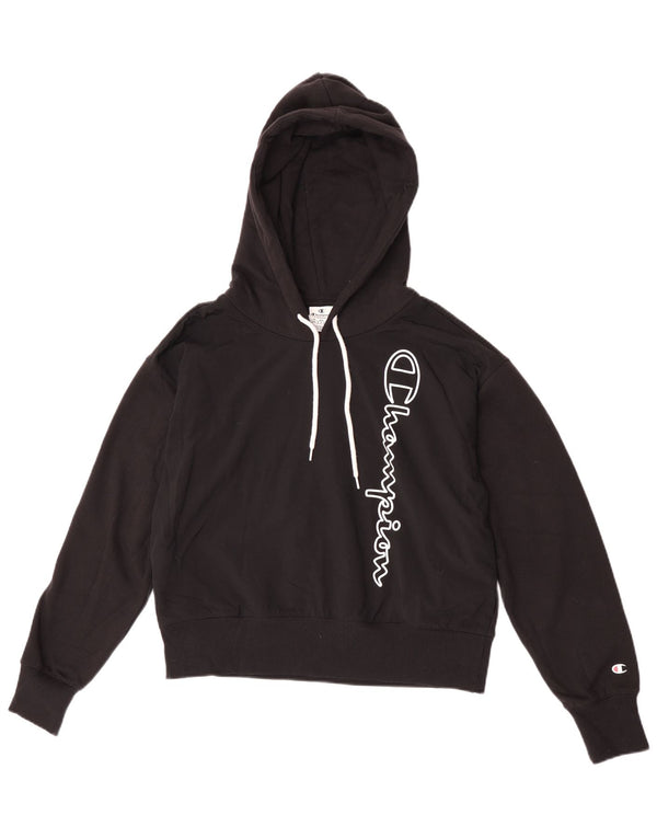 Felpa con cappuccio grafica da donna Champion UK 16 grande cotone nero