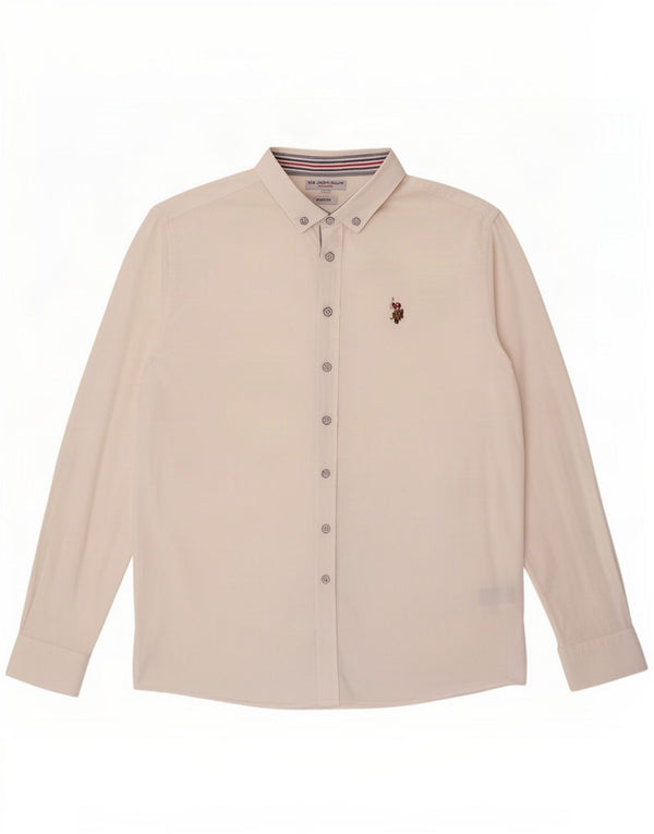 Polo Assn. Camicia da uomo slim fit XL in cotone bianco