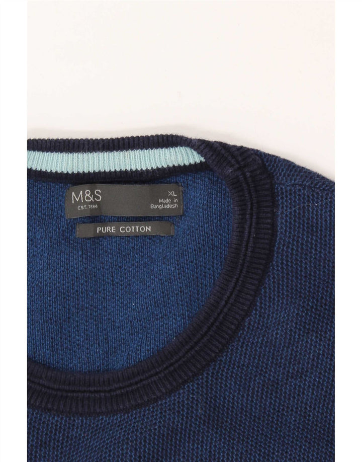 Maglione maglione girocollo da uomo Marks & Spencer XL in cotone blu