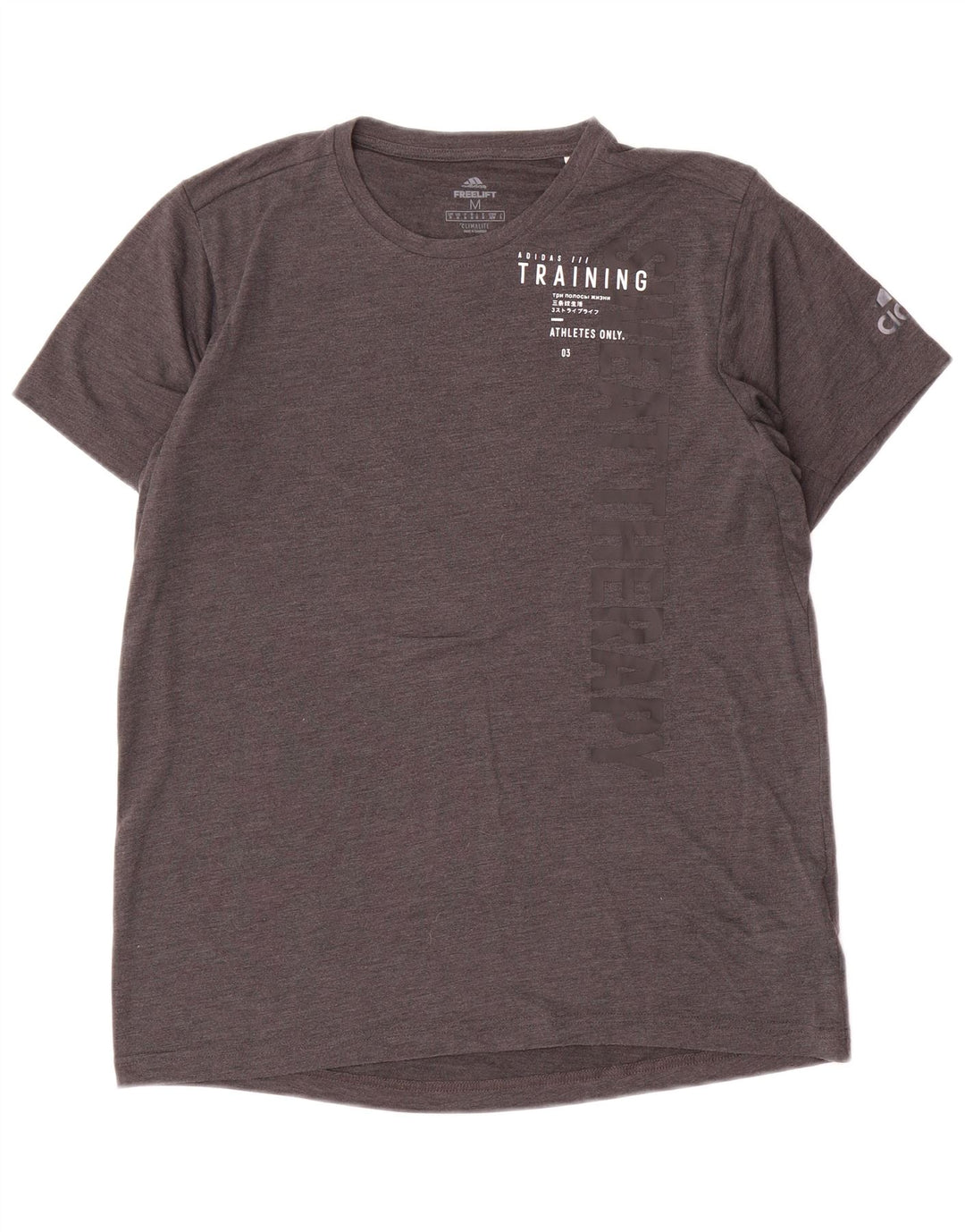 T-shirt grafica Adidas Climalite da uomo Top in poliestere grigio medio