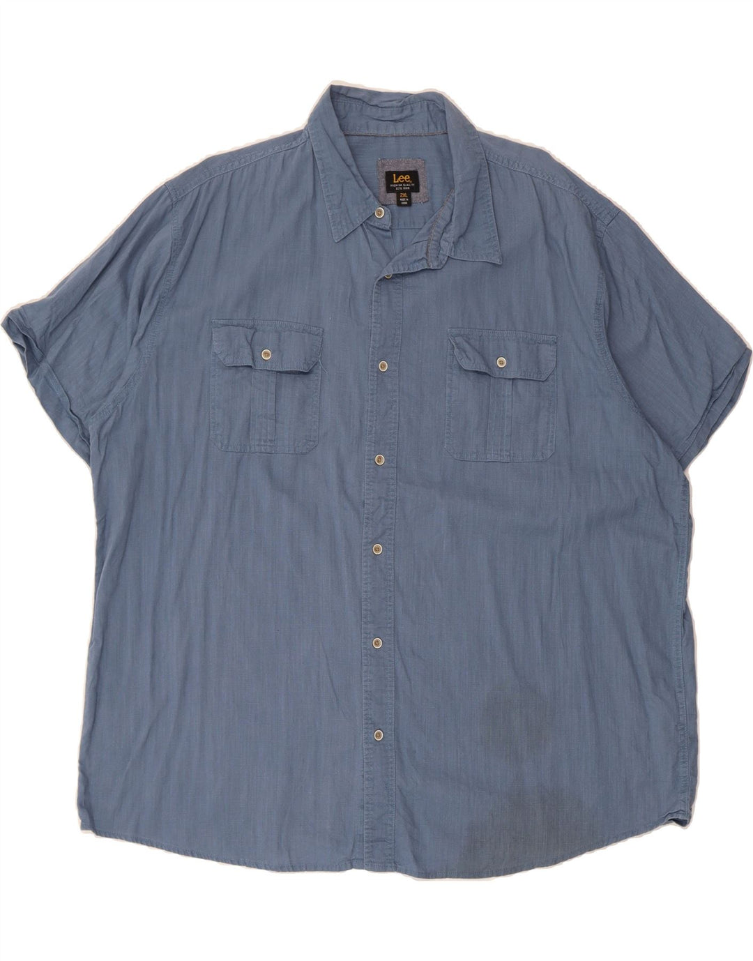 LEE Mens Short Sleeve Shirt 2XL Blue Cotton Vintage Lee and Second-Hand Lee from Messina Hembry 