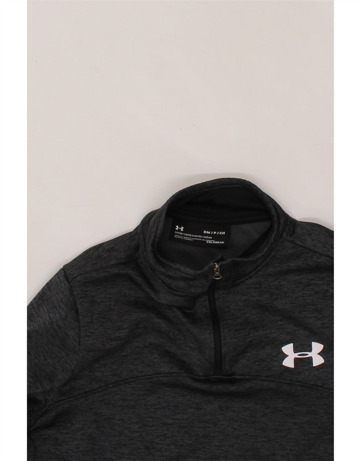 UNDER ARMOUR Mens Cold Gear Zip Neck Sweatshirt Jumper Small Grey Vintage Under Armour and Second-Hand Under Armour from Messina Hembry 