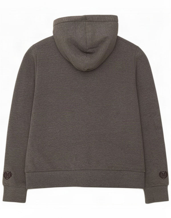 Superdry Womens Graphic Zip Hoodie Sweater UK 12 Medium Grey Cotton