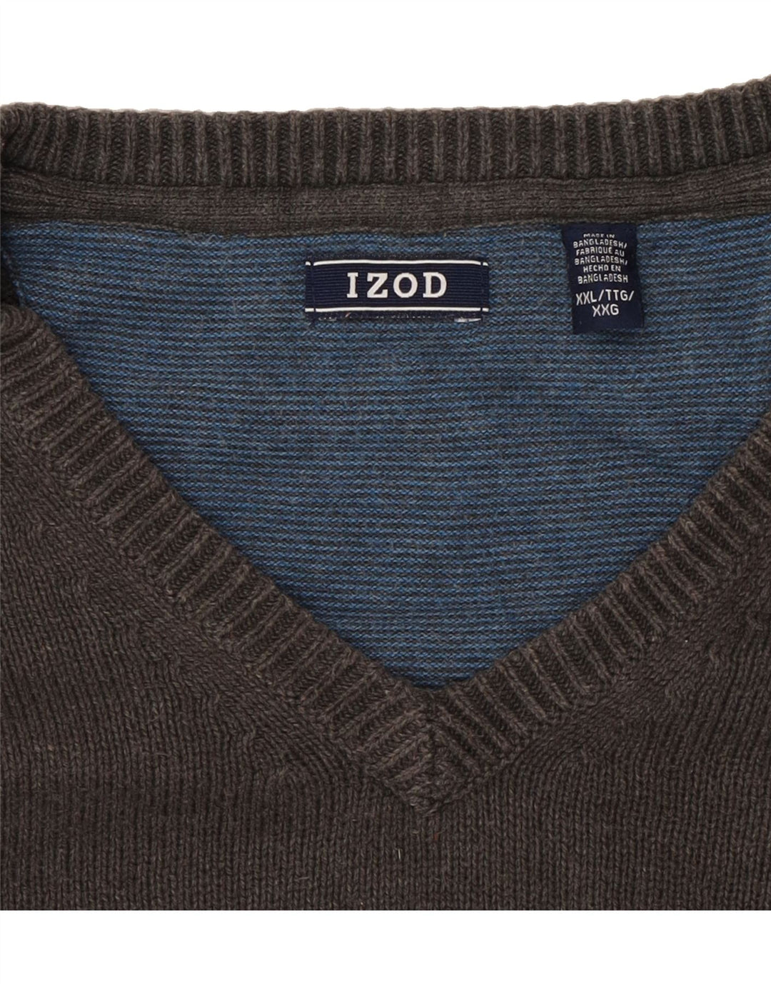 IZOD Mens V-Neck Jumper Sweater 2XL Grey Vintage Izod and Second-Hand Izod from Messina Hembry 