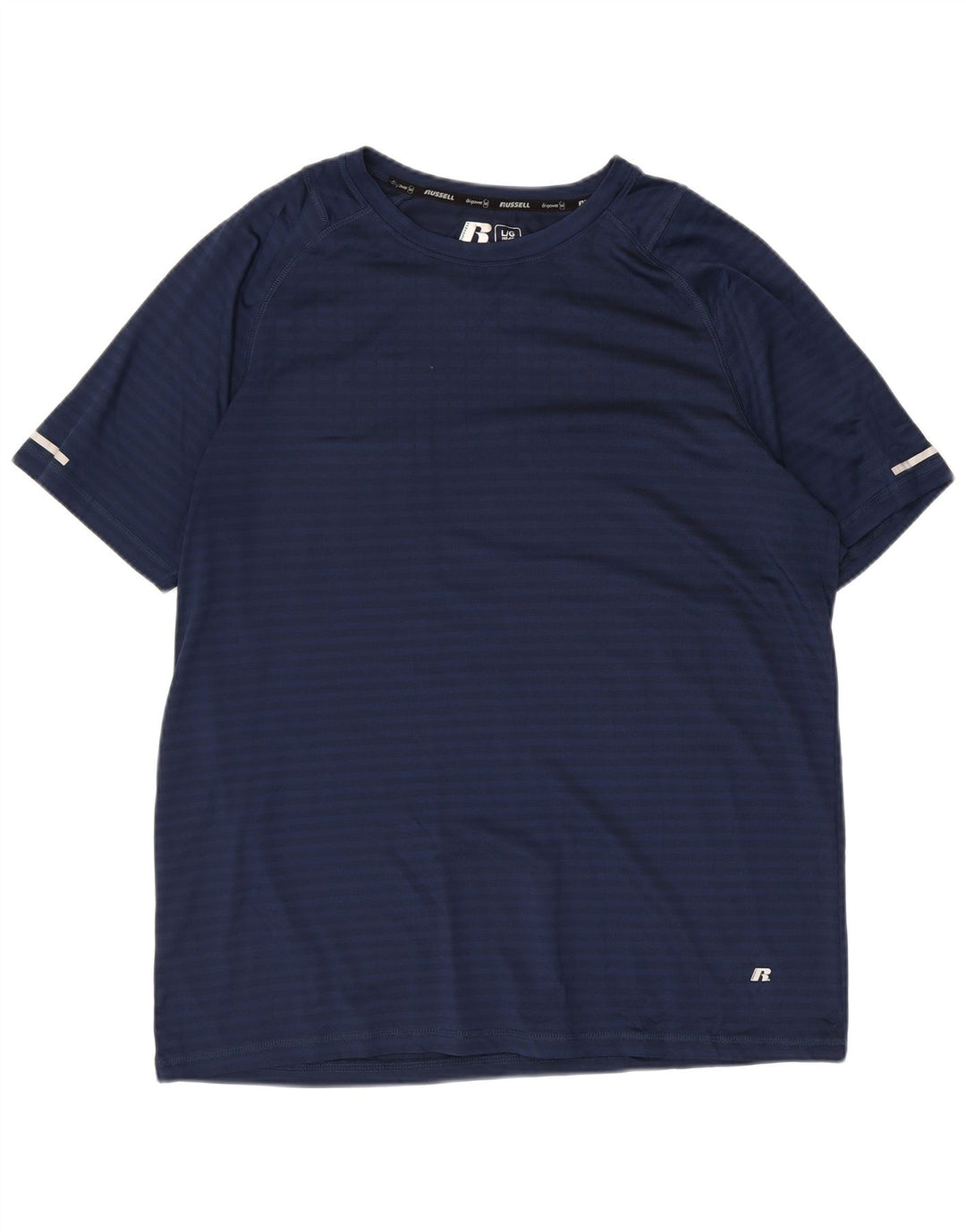 T-shirt da uomo Russell Athletic Top grande in poliestere a righe blu navy