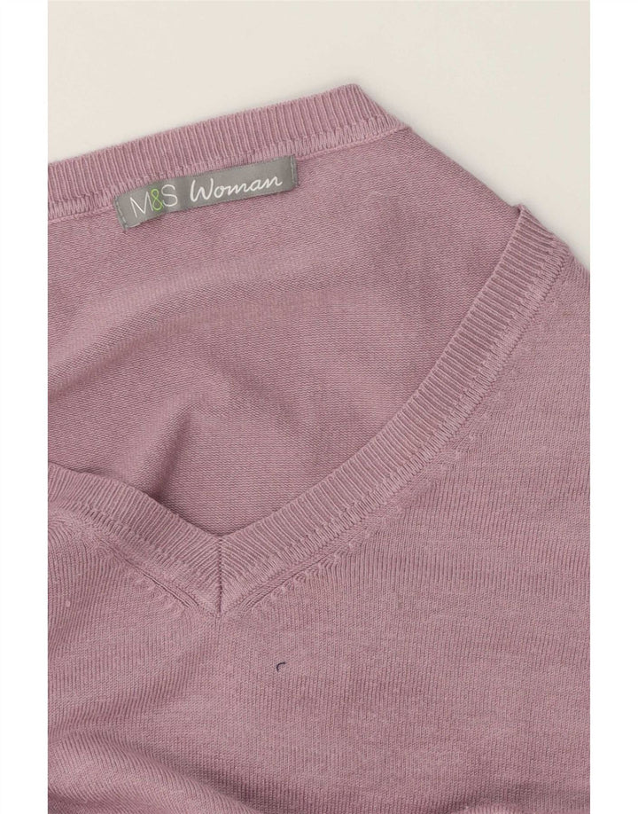 Maglione maglione con scollo a V da donna Marks & Spencer UK 16 grande viola