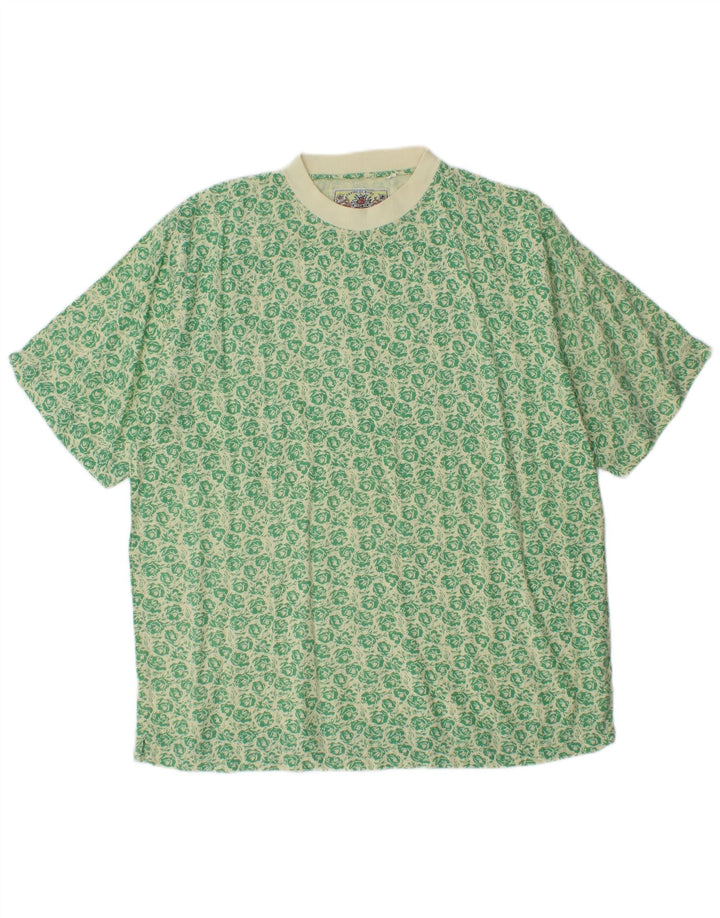 T-shirt da uomo VINTAGE Top grande in viscosa floreale verde